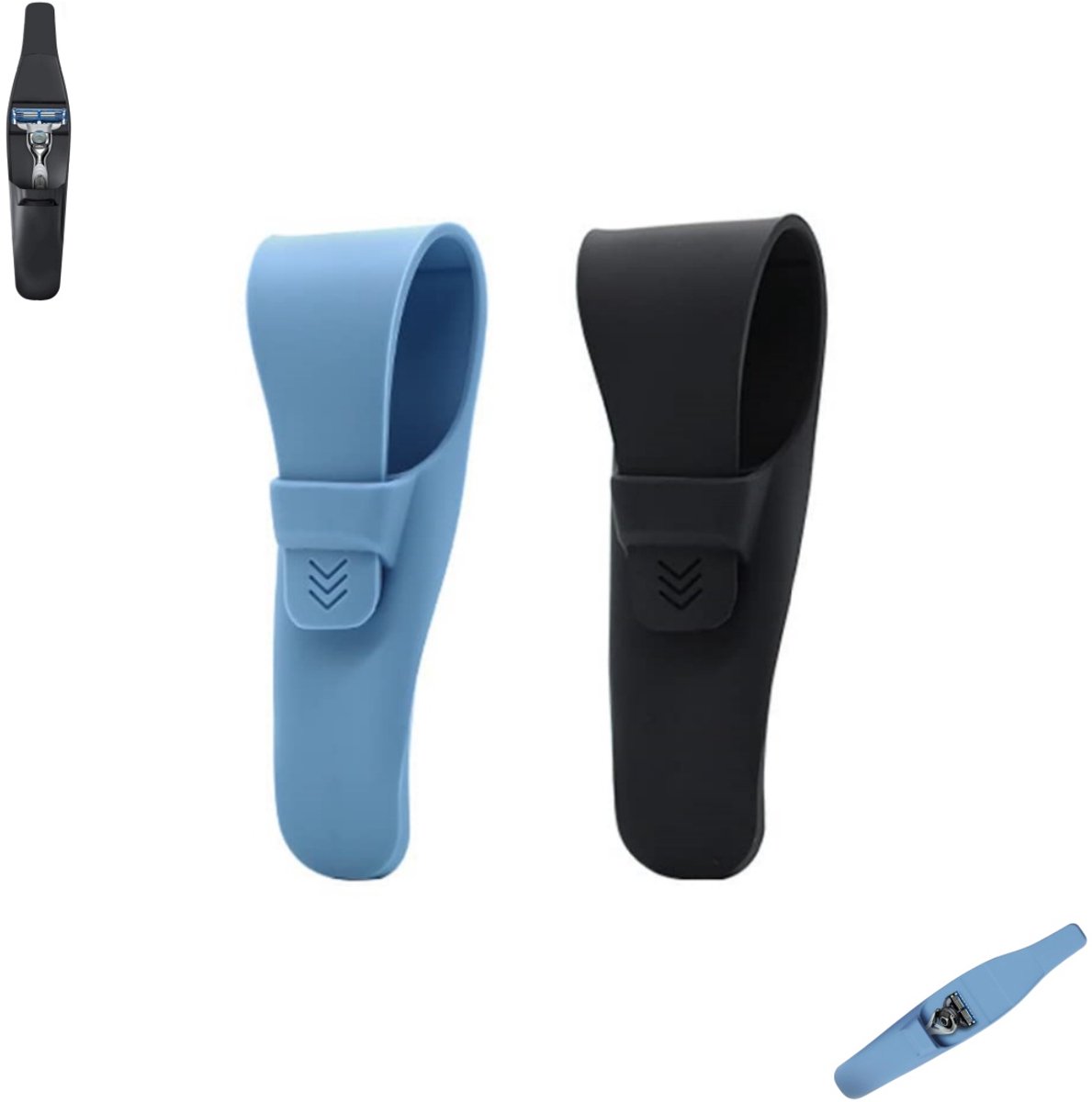 2 stuks - Scheermesopbergtas - Siliconen reisetui voor scheermesjes - Beschermhoes voor scheermesjes - Draagbare waterdichte scheermestas - 15 cm lange opbergtas voor scheermesjes - Geschikt voor Gillette, Parker en Merkur scheermesjes