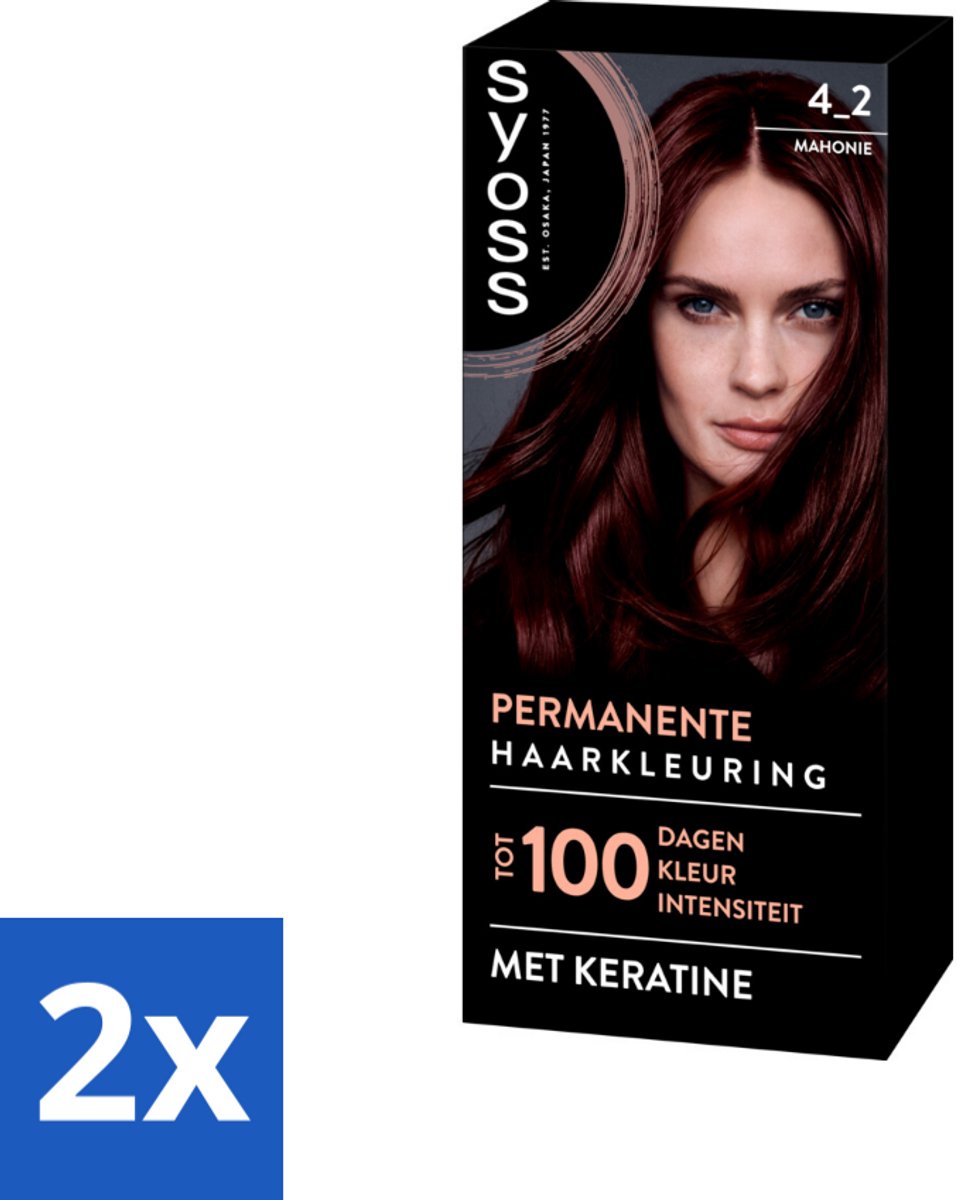 2 x SYOSS - Coloration 4-2 Mahonie - Haarverf - Grijsdekking - Vermindert Haarbreuk - Permanente Haarkleuring - Haarkleur - Grijsdekking - Professionele Kleur - Keratine
