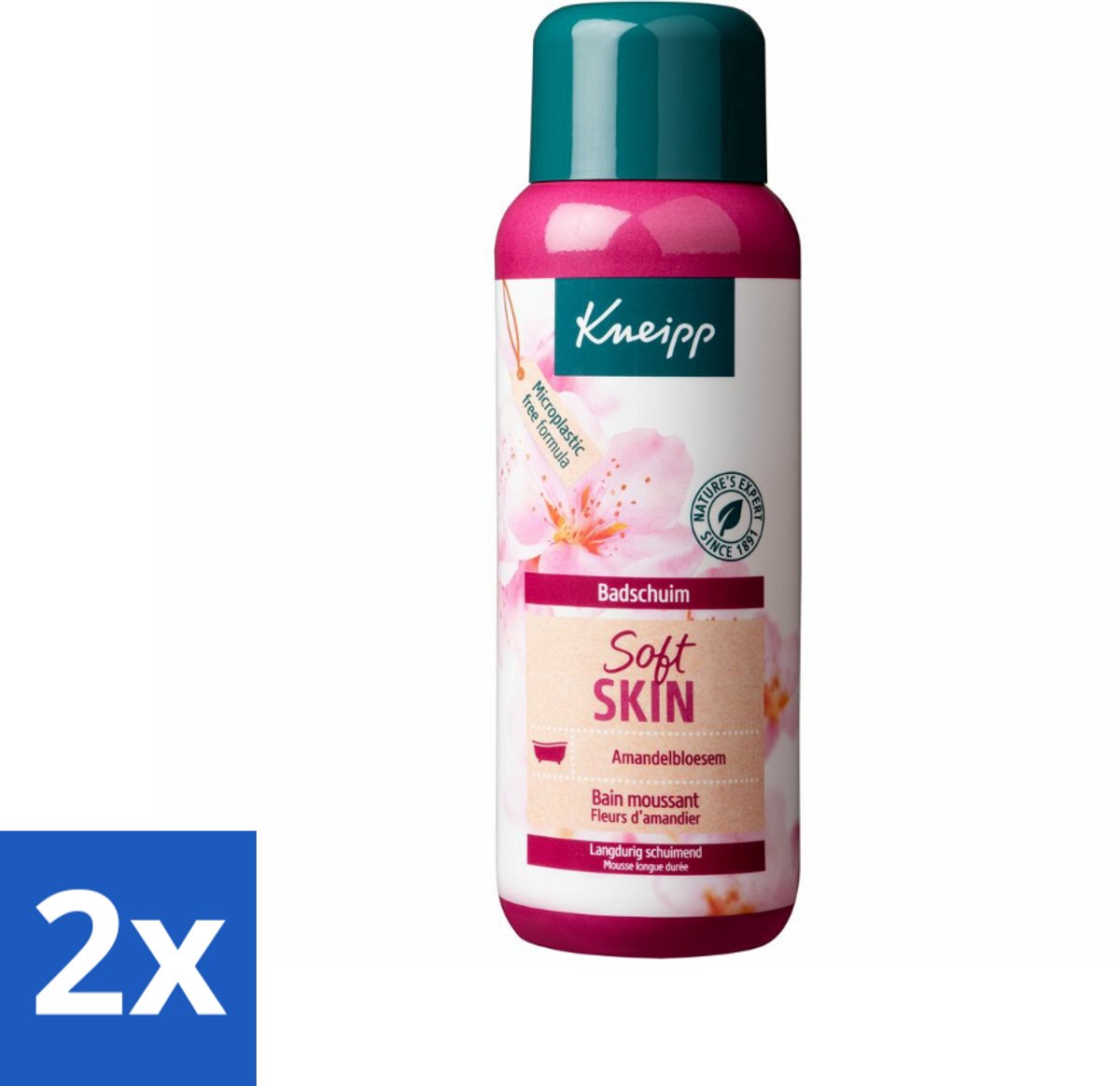 2 x Kneipp - Badschuim - Amandelbloesem - Voor droge en gevoelige huid - 400 ml - Badschuim - Amandelolie - Droge Huid - Gevoelige Huid - Verzorgend Bad