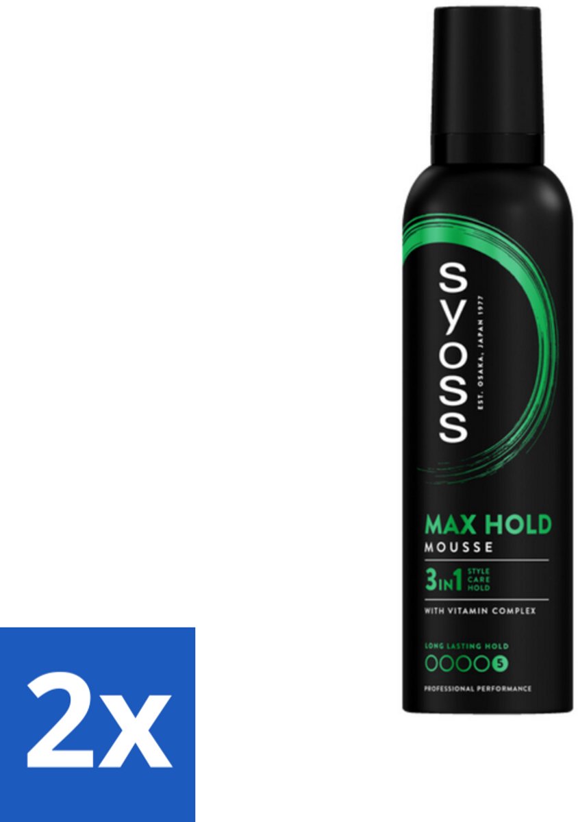 2 x Syoss - Max Hold - Haarmousse - Ultra Sterke Hold - 250 ml - Haar Mousse - Styling Mousse - Keratin Mousse - Haarversterking - Haarverzorging