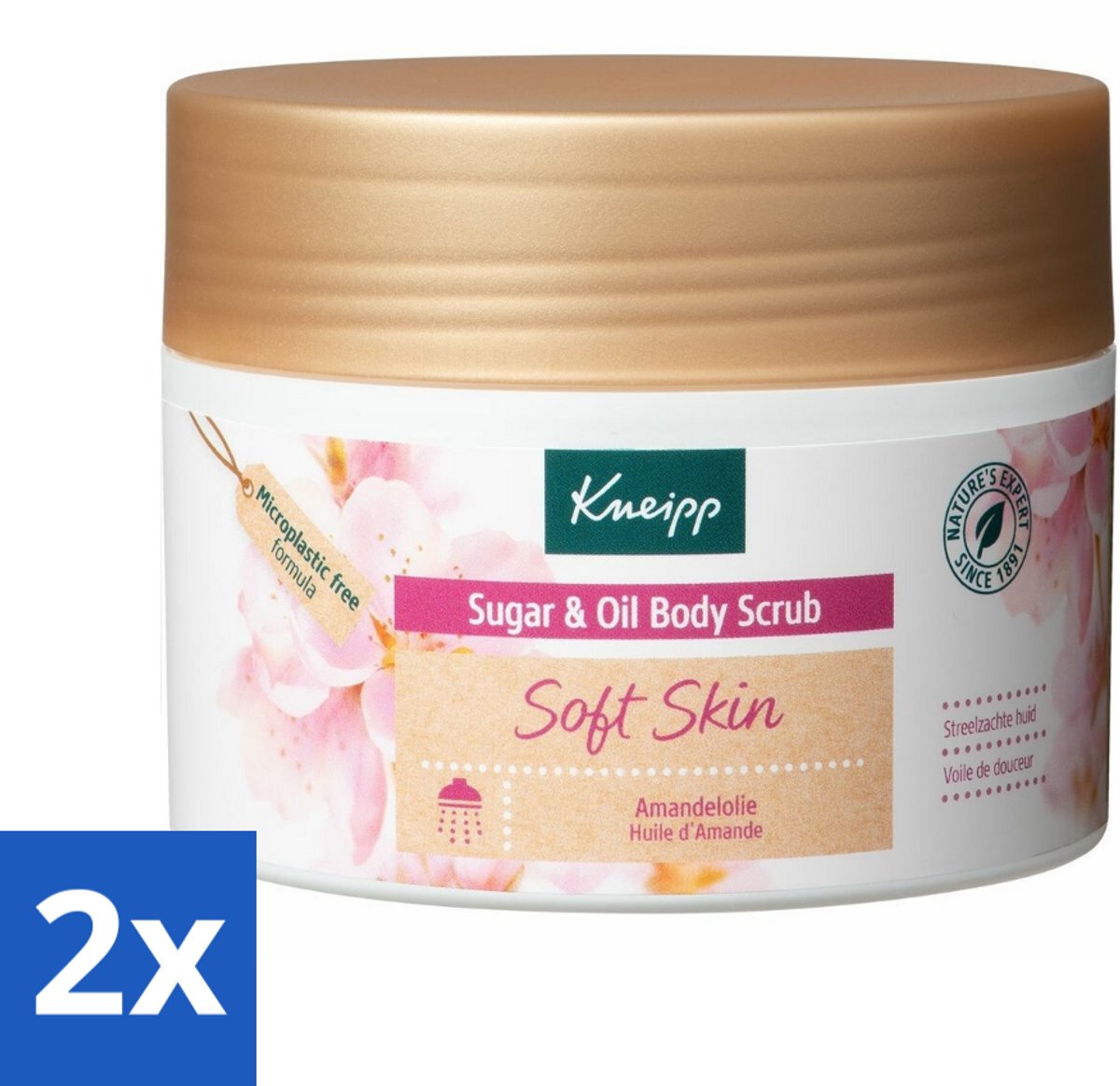 2 x Kneipp - Body scrub - Sugar & Oil - Soft Skin - Voor droge en gevoelige huid - 220 g - Lichaams Scrub - Suiker Scrub - Droge Huid - Gevoelige Huid - Verzorging