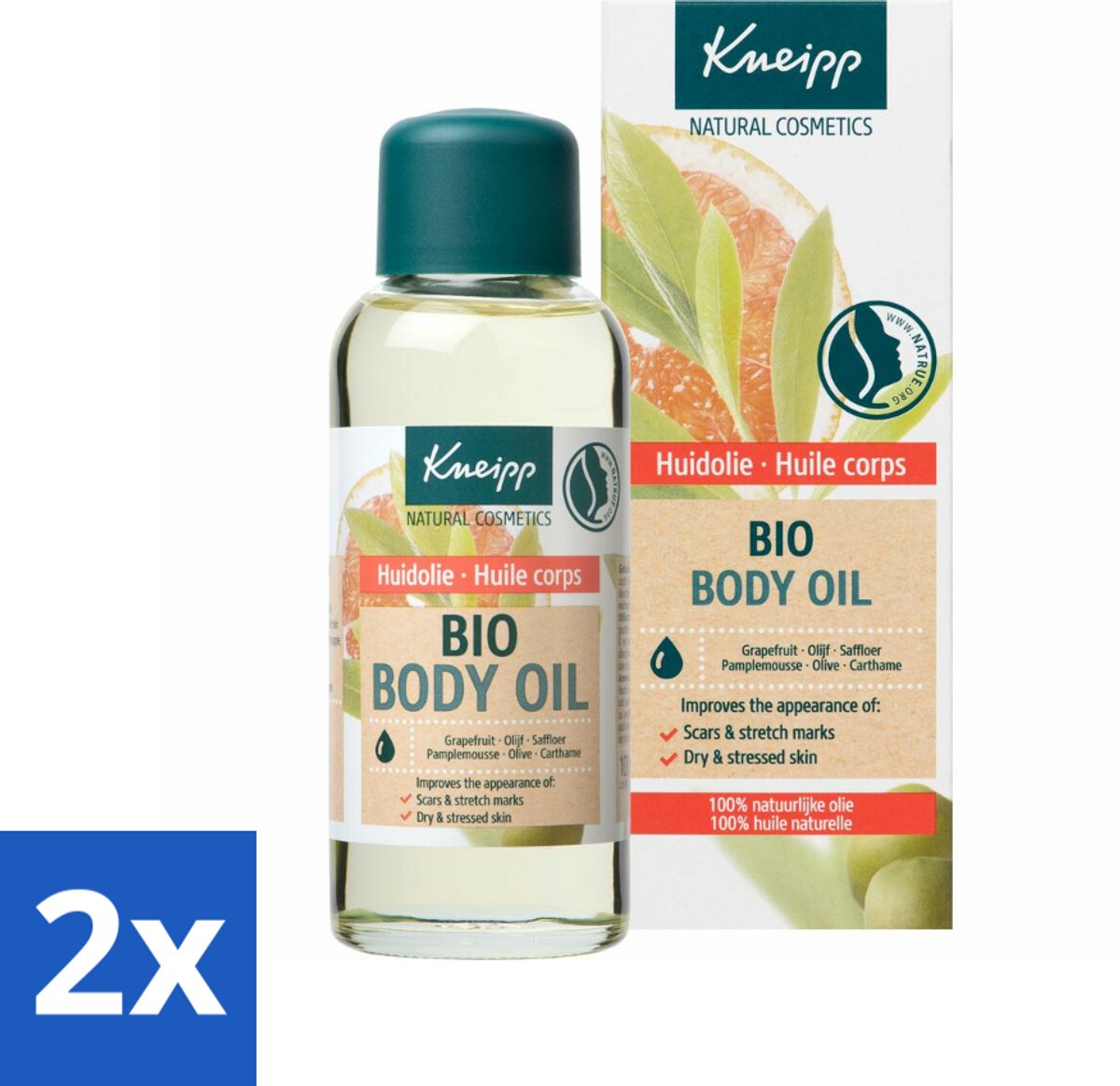 2 x Kneipp - Huidolie - Bio - Voor striae & littekens - 100 ml - Huidolie - Striae - Littekens - Droge Huid - Biologische Oliën