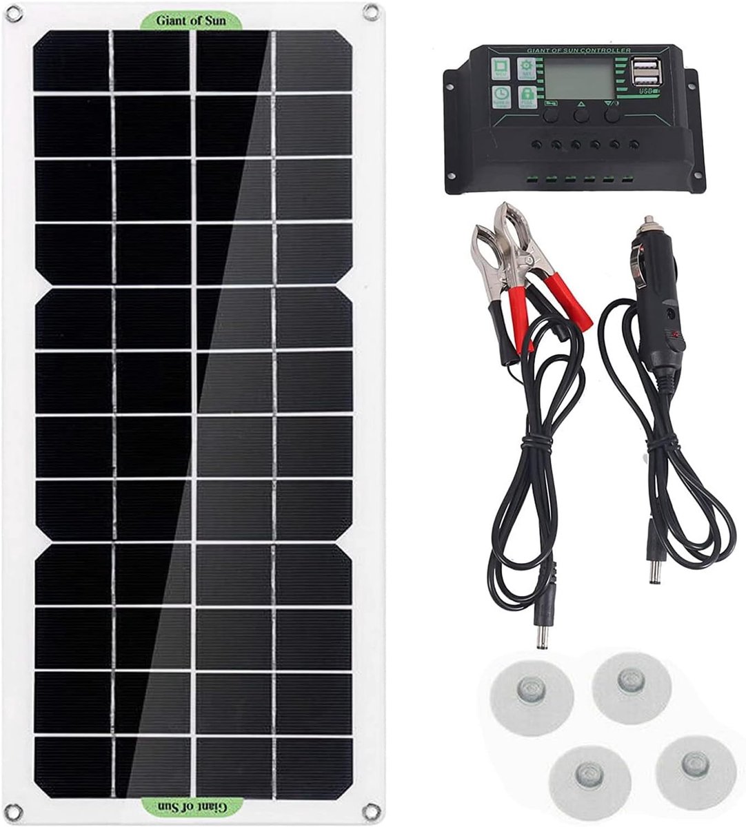 Zonnepaneel 30W - Draagbaar 12V Acculader - Lichtgewicht en makkelijk te gebruiken - Ideaal voor auto en boot - ShopVlot