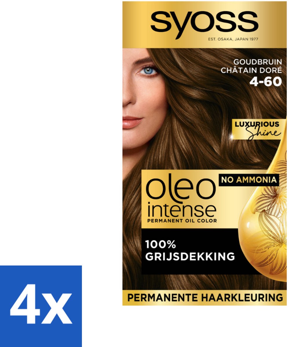 Syoss Oleo Intense - Haarverf - 4-60 - Goudbruin - 115ml x 4