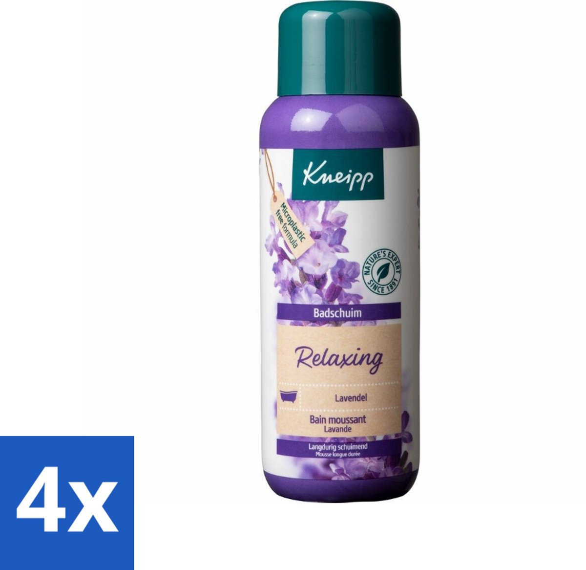 4 x Kneipp - Badschuim - Lavendel - Bloemige geur - 400 ml - Badschuim Lavendel - Ontspannend Bad - Lavendel Geur - Zachte Huid - Vegan Badschuim
