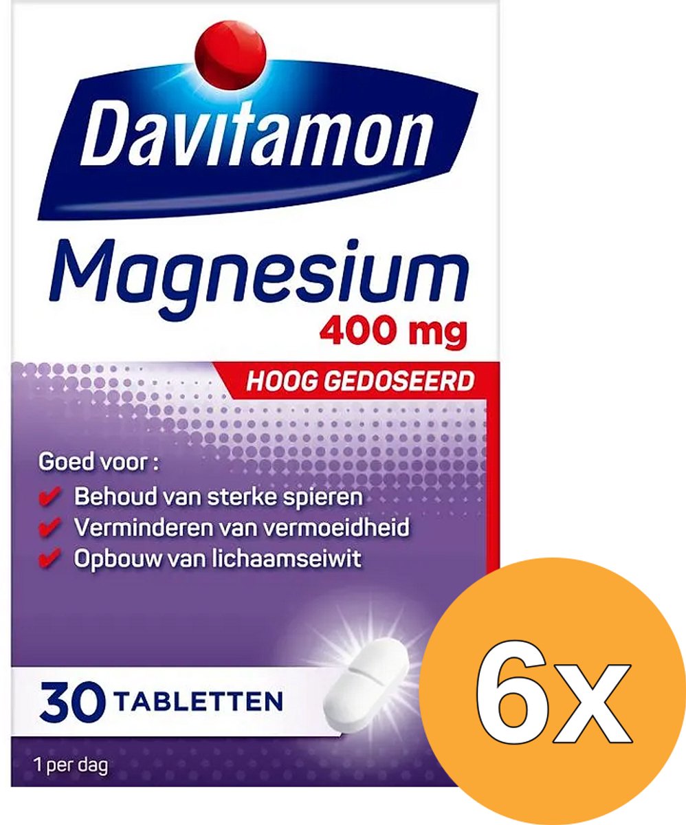 6x Davitamon Magnesium 400 mg (30 tabletten)