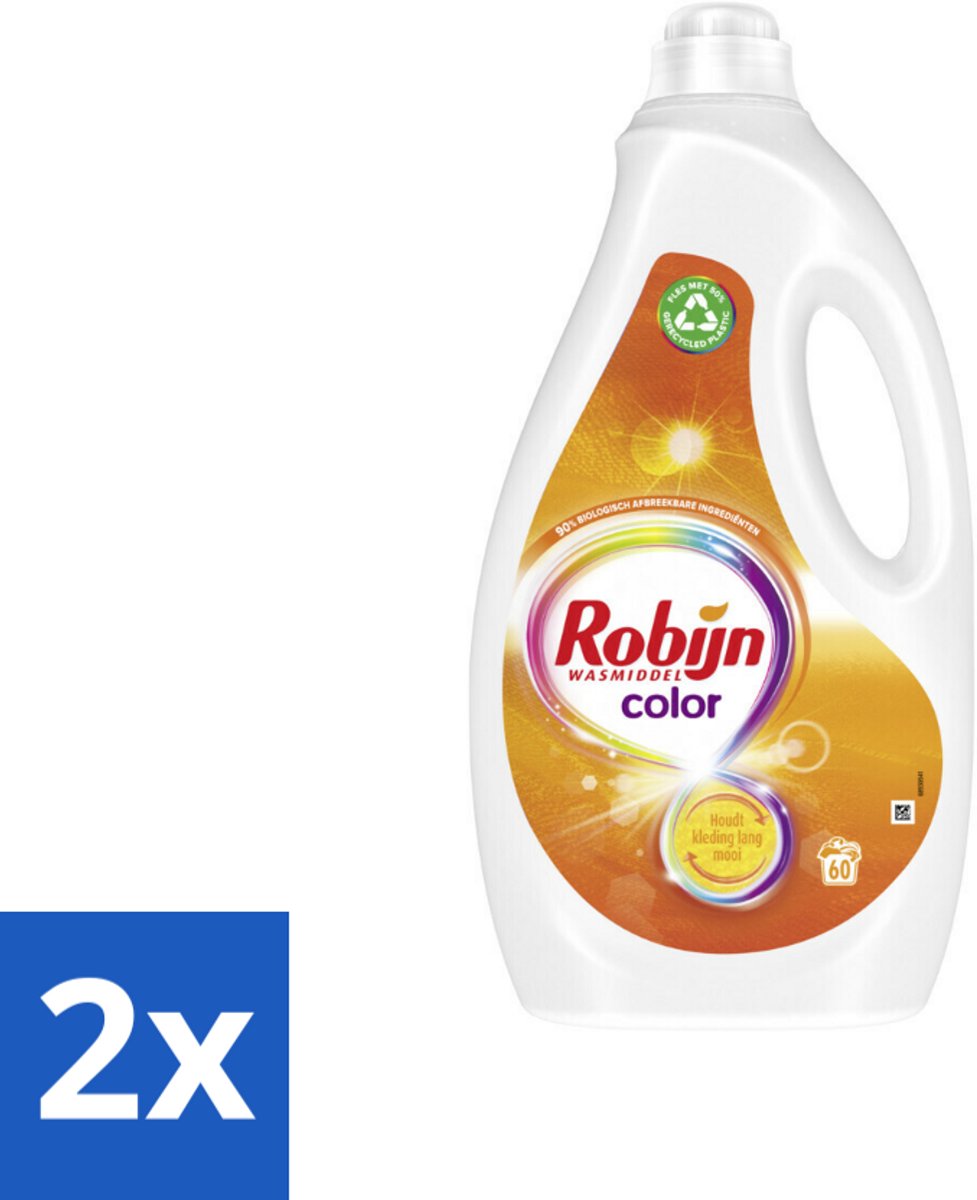 2 x Robijn - Color - Vloeibaar Wasmiddel - 60 Wasbeurten - Wasmiddel - Gekleurde Was - Wasverzachter - Kleurbehoud - Biologisch Afbreekbaar