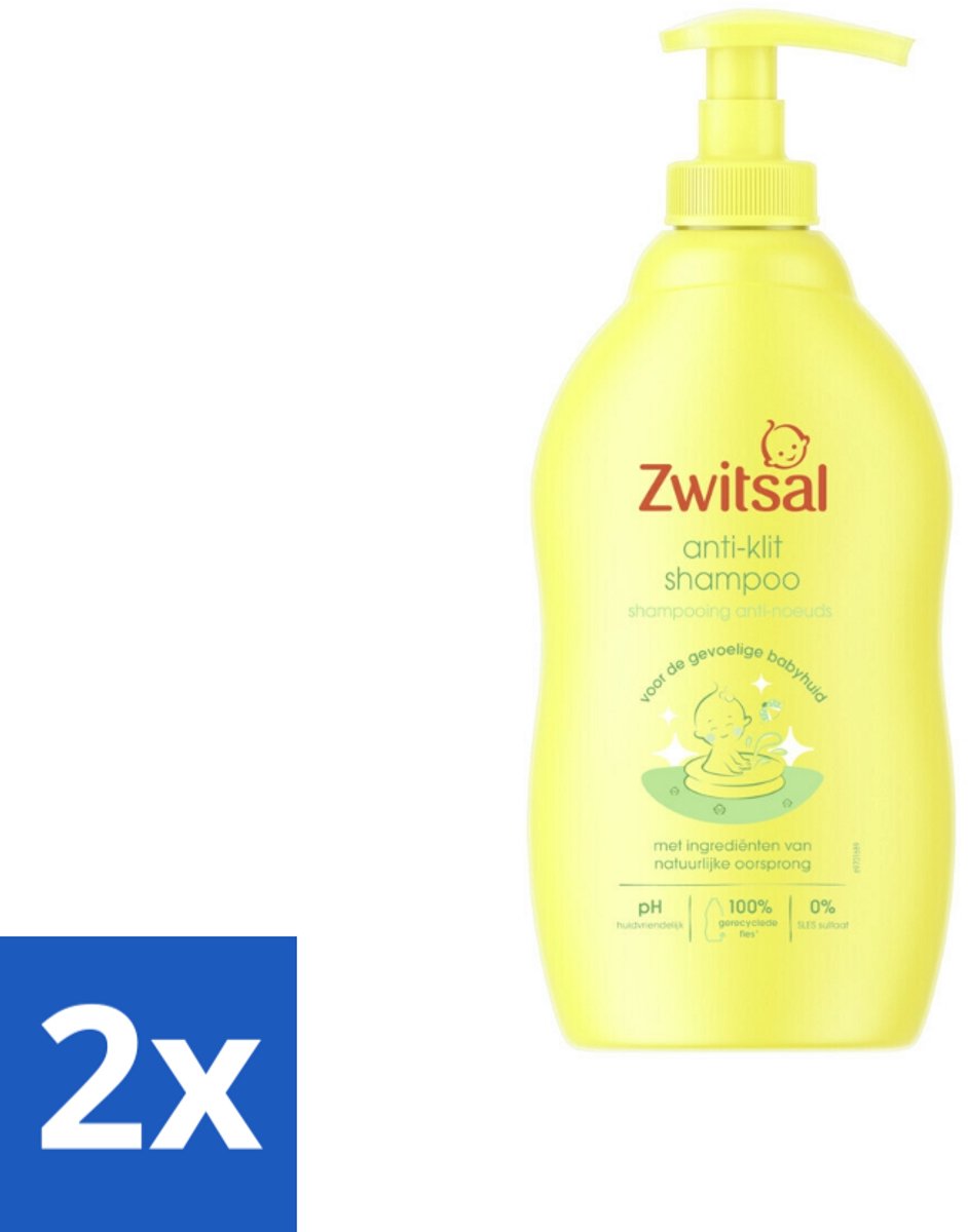 2 x Zwitsal - Anti-Klit Shampoo - Voor Makkelijk Doorkambaar Haar - 400 ml - Baby Shampoo - Anti-klit Shampoo - Zwitsal Shampoo - Baby Haarverzorging - Zachte Shampoo