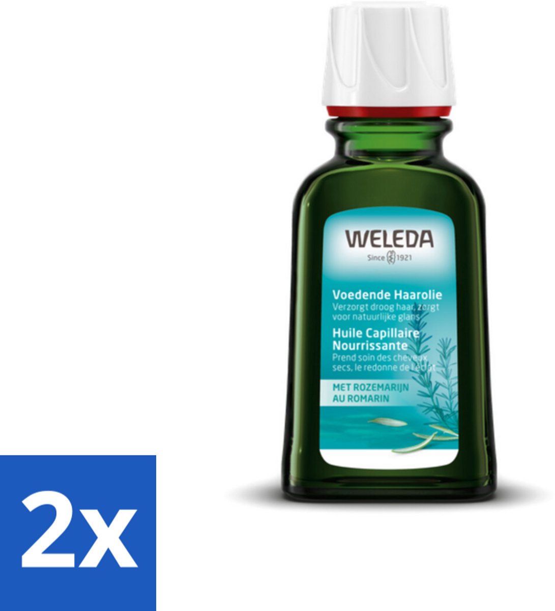 2 x WELEDA - Haarolie Voedend - Rozemarijn - 50 ml - Haar Olie - Voedende Haar - Rozenmarijn Haar - Droge Haarpunten - Beschadigd Haar