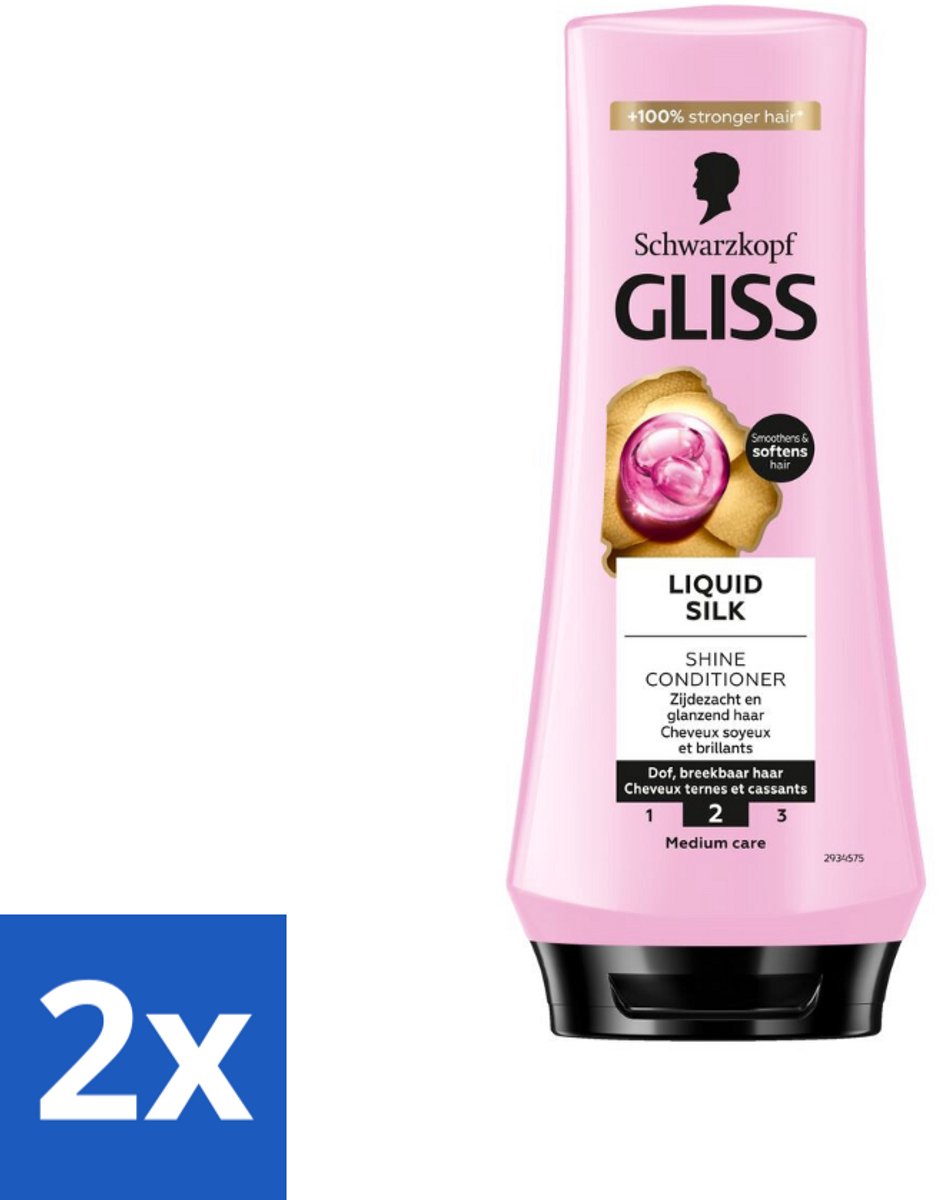 2 x Gliss - Hair Repair - Conditioner met Liquid Silk voor Zijdezacht Haar - 200 ml - Haar Conditioner - Glans Conditioner - Zijdezacht Haar - Dof Haar - Haarverzorging