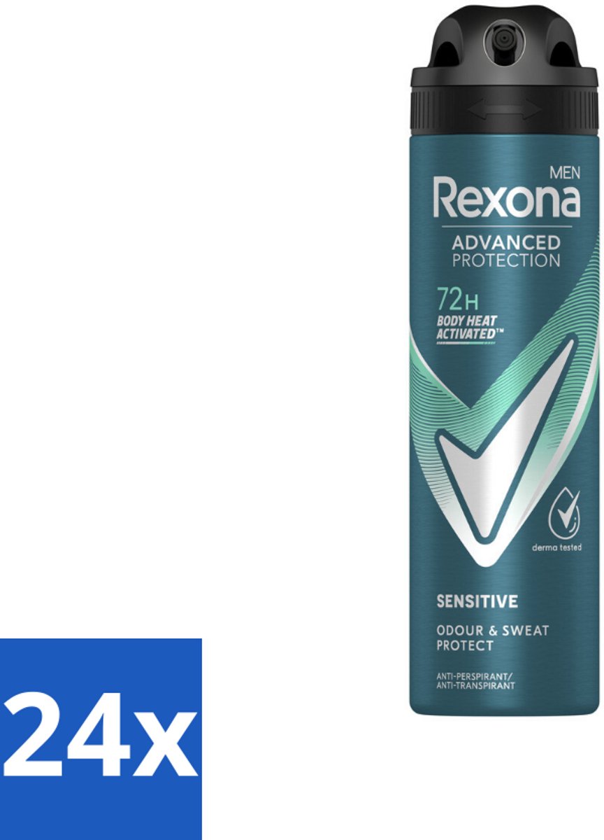 Rexona Men - Deodorant Spray - Sensitive - Zachte Bescherming - 150 ml - Voordeelverpakking - 24 stuks