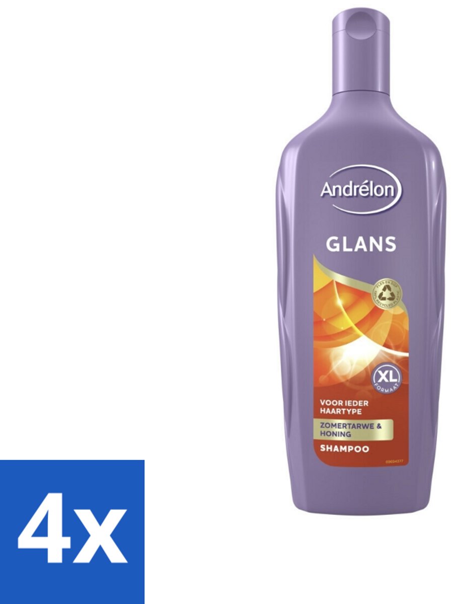 4 x Andrélon - Glans - Shampoo - 450 ml - Glans Shampoo - Haarverzorging - Shampoo Voor Glanzend Haar - Shampoo Voor Alle Haartypes - Zomer Tarwe Shampoo