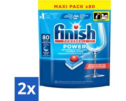 2 x Finish - Vaatwasmiddel - Power All in One Regular - Effectieve Alles-in-1 Reiniging - 80 capsules - Vaatwastabletten - Vaatwasser - Vaatwas - Schone Vaat - Vaatwasmiddel