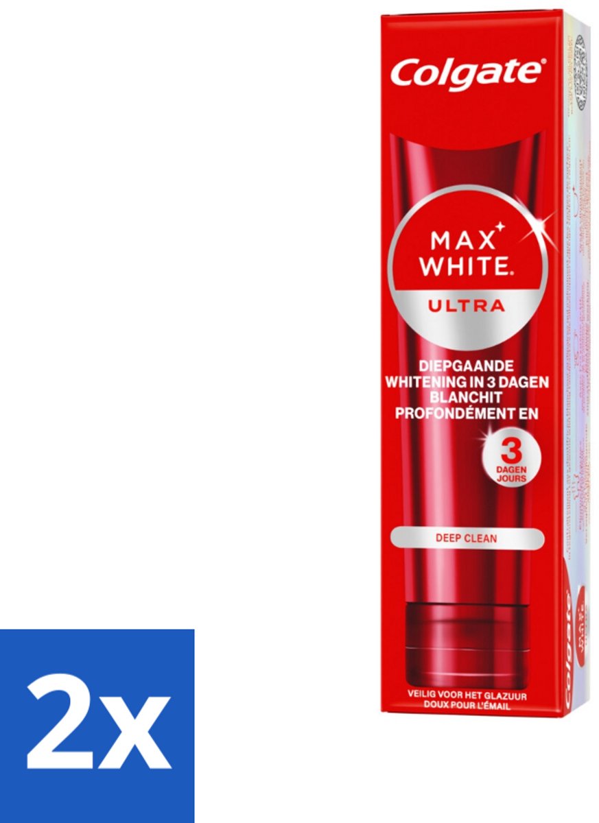 2 x Colgate - Tandpasta - Max White - Ultra Deep Clean Whitening - 75 ml - Witte Tanden - Tandpasta - Diepe Reiniging - Colgate - Whitening