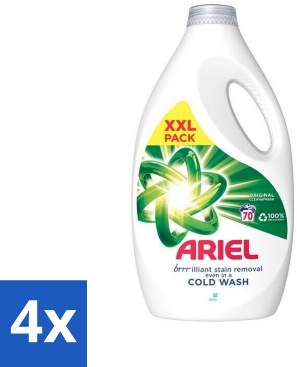 4 x Ariel - Wasmiddel - Original - 70 Wasbeurten - 2,45 liter - Wasmiddel - Ariel - Vlekkenverwijderaar - Wasverzachter - Waspoeder