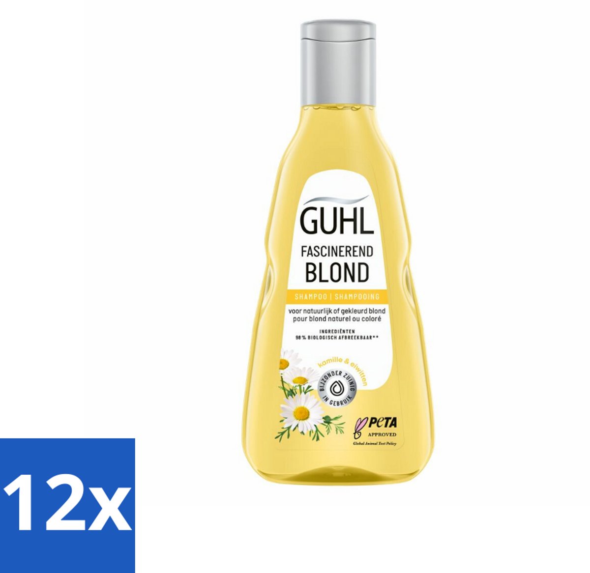12 x Guhl - Shampoo - Colorshine Blond - 250 ml - Blond Haar - Glans Shampoo - Kleurverzorging - Chardonnay-bes - Blond Shampoo