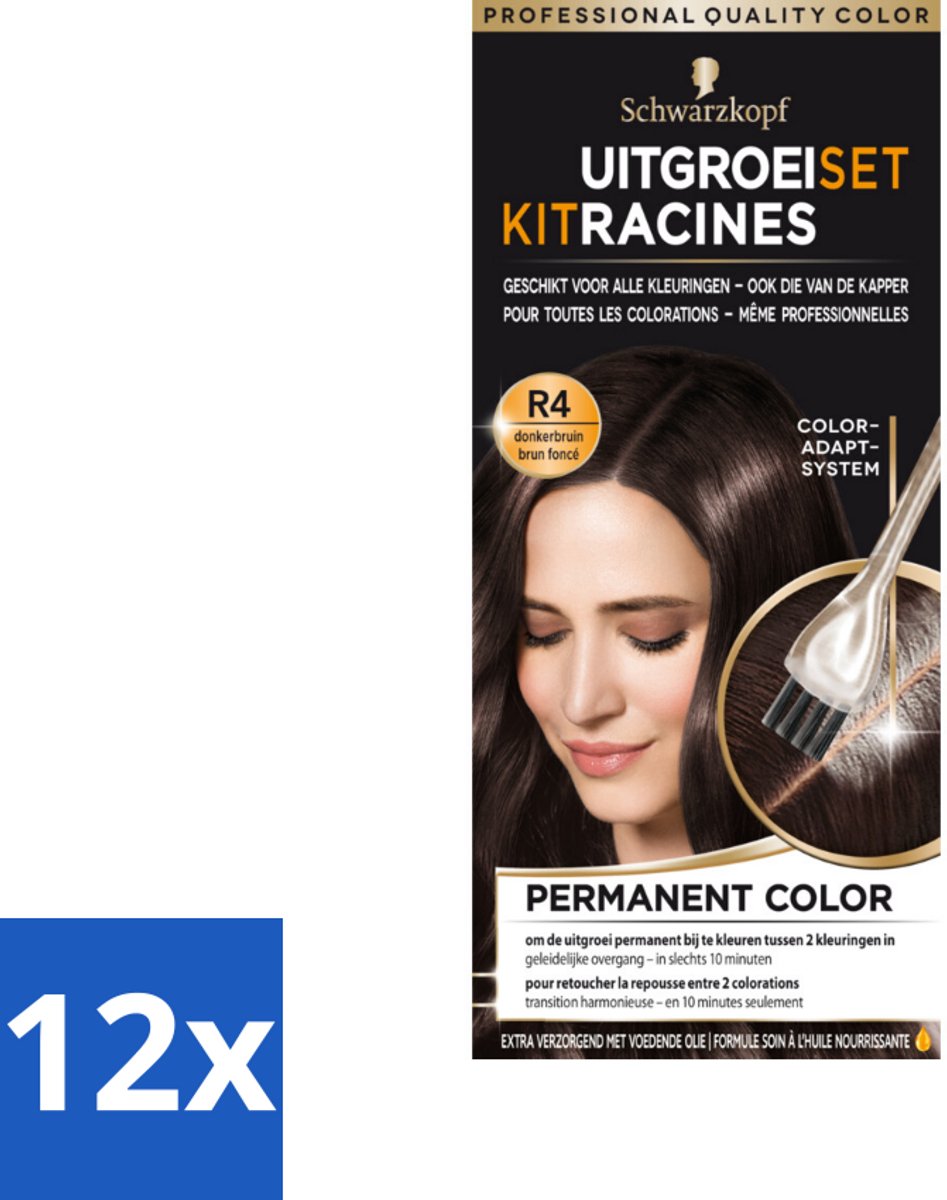 12 x Schwarzkopf - Uitgroeiset - Donkerbruin - Haaruitgroei - Haarkleur Bijwerken - Donkerbruin Haar - Snelle Kleuring - Kleur Touch-up