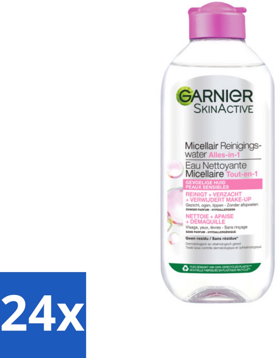 24 x Garnier - SkinActive - Micellair Reinigingswater - Gevoelige Huid - Milde Reiniging & Make-Up Remover - 400 ml - Micellair Water - Reinigingswater - Gevoelige Huid - Make-up Remover - Milde Reiniging