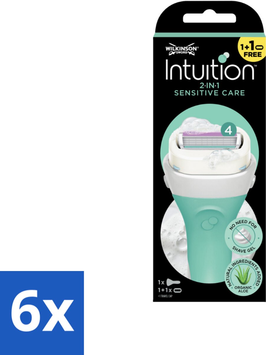 6 x Wilkinson Sword - Scheermes - Intuition Sensitive Care 2-in-1 - Zacht - 1 scheermes - Scheermes - Scheerapparaat - Vrouwen Scheerapparaat - Gevoelige Huid - Scheermesje