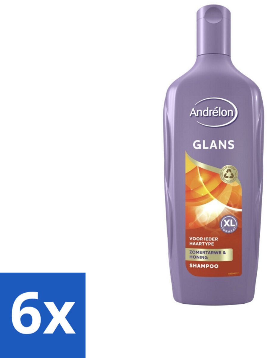 6 x Andrélon - Glans - Shampoo - 450 ml - Glans Shampoo - Haarverzorging - Shampoo Voor Glanzend Haar - Shampoo Voor Alle Haartypes - Zomer Tarwe Shampoo