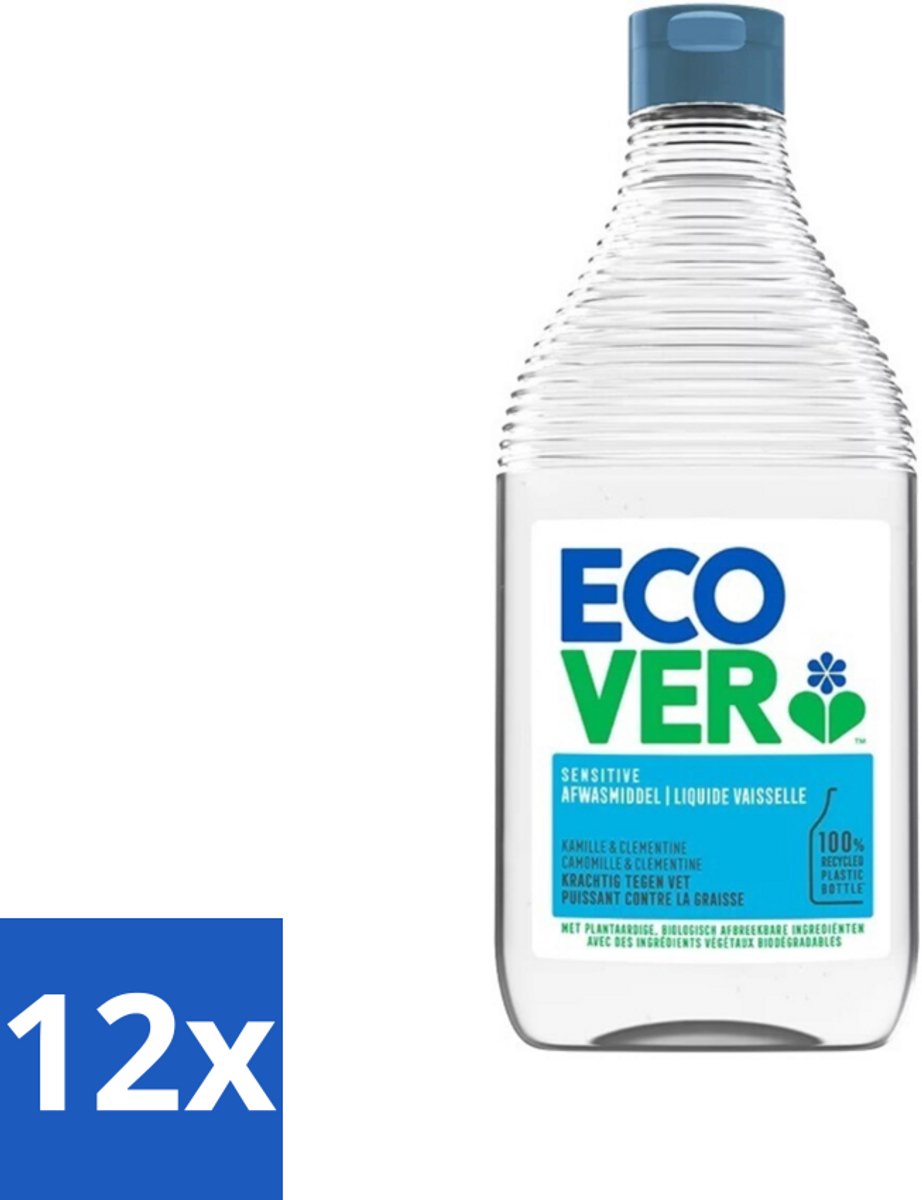 12 x Ecover - Afwasmiddel - Kamille & Clementine - 950 ml - Afwasmiddel - Biologisch Afbreekbaar - Plantaardige Reiniging - Kamille - Clementine