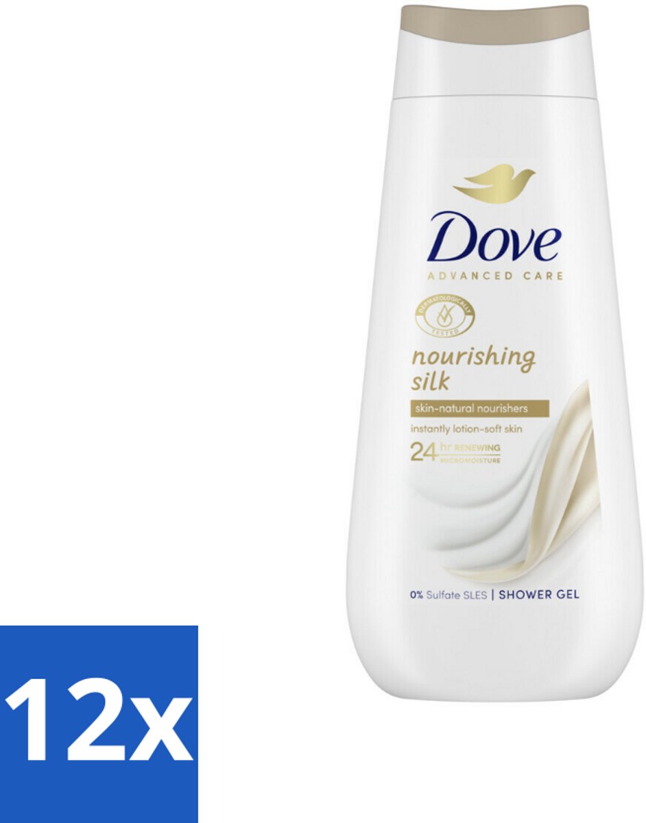 12 x Dove Douchecrème - Nourishing Silk - 225 ml - Douchecrème - Dove - Hydratatie - Droge Huid - Voeding