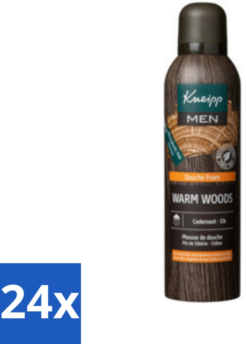 24 x Kneipp - Douche schuim - Men - Warm Woods - Warme houtgeur - 200 ml - Douche Foam - Mannen - Natuurlijke Verzorging - Houtgeur - Cedernoot