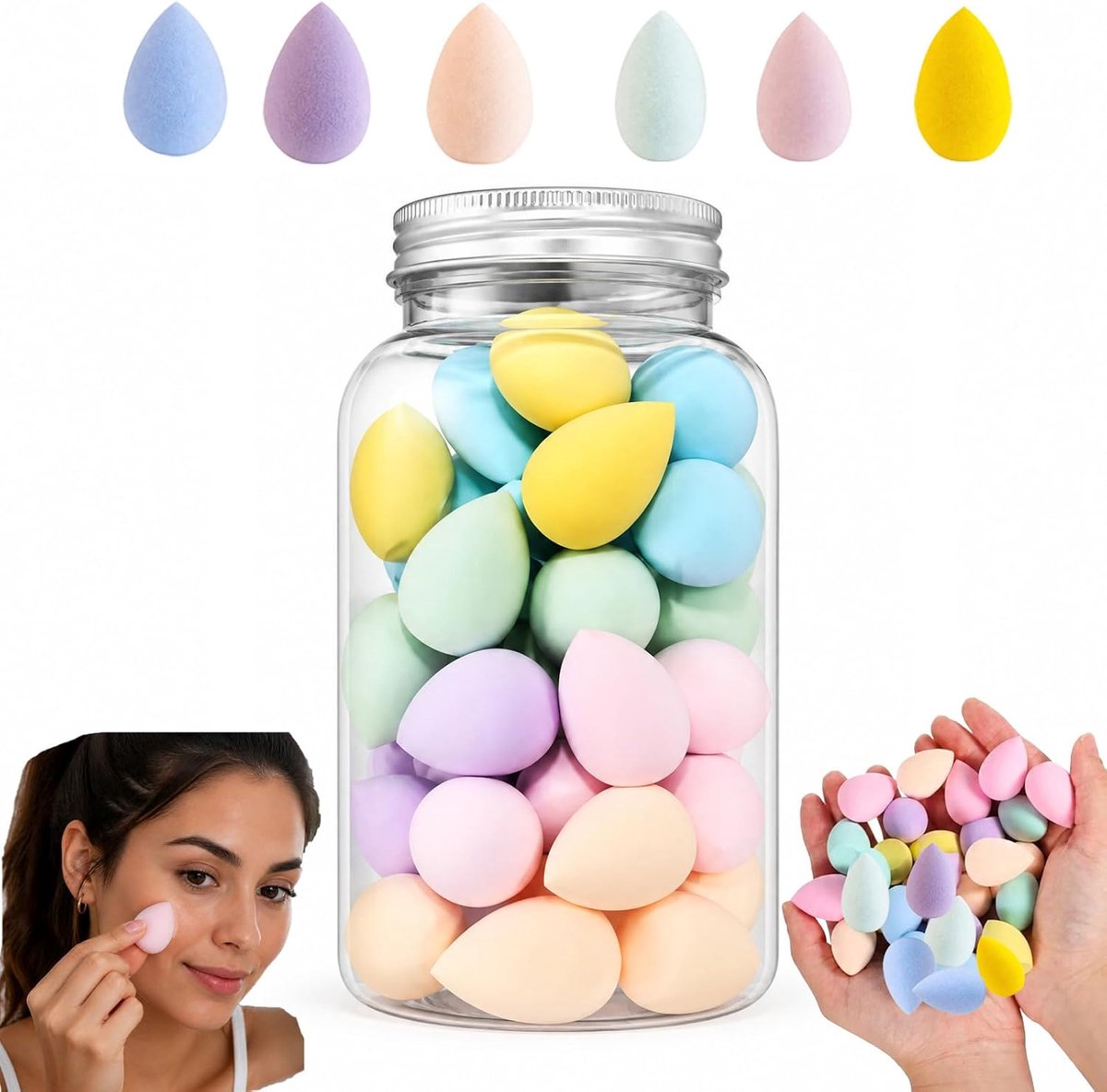 Make-up sponzen mini beauty blender - 40 stuks - mixkleuren - voor gelijkmatig resultaat - ShopVlot