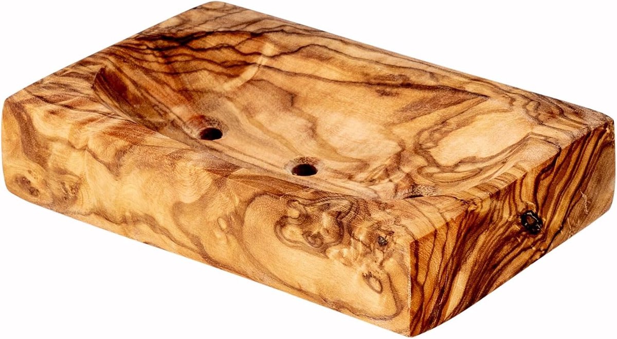 Houten zeepdispenser 11x7cm - olijfhout - uniek design - perfect voor je badkamer - ShopVlot