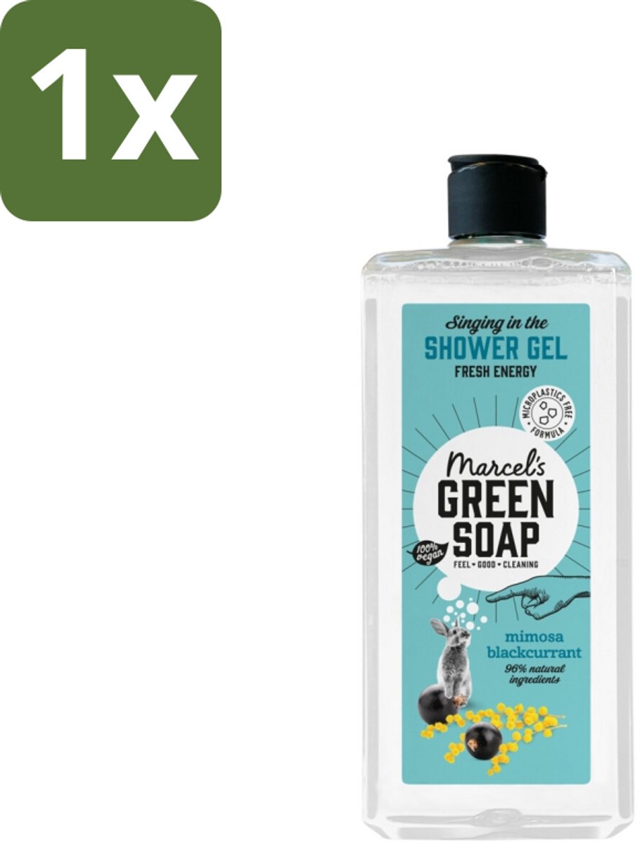 1 x Marcel's Green Soap - Douchegel - Mimosa & Zwarte Bes - Verzorgend & zacht - 300 ml - Douchegel Mimosa Zwarte Bes - Natuurlijke Douchegel - Verzorgende Douchegel - Vegan Douchegel - Biologisch Afbreekbaar