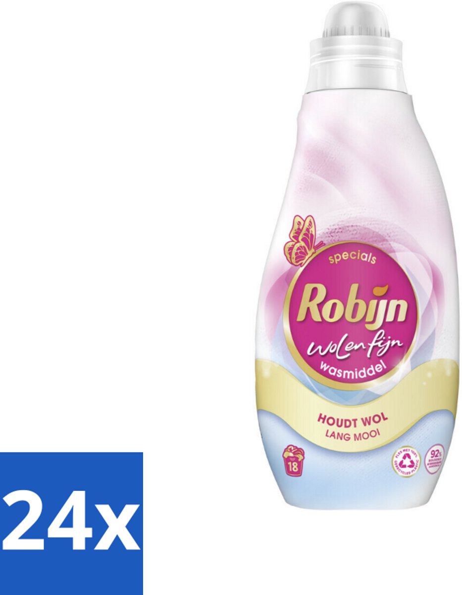 Robijn Specials - Wol & Fijn - Vloeibaar Wasmiddel - 18 Wasbeurten - Voordeelverpakking - 24 stuks