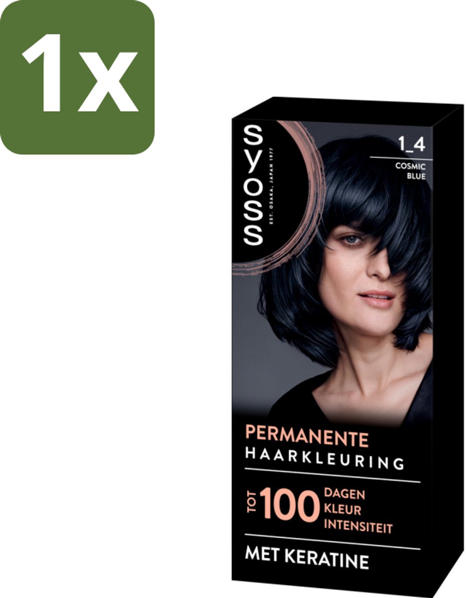 1 x SYOSS - Coloration 1-4 Cosmic Blue - Haarverf - Grijsdekking - Vermindert Haarbreuk - Haarverf - Permanent Haarkleuring - Grijsdekking - Keratine Haarkleuring - Haarverf 1-4 Cosmic Blue