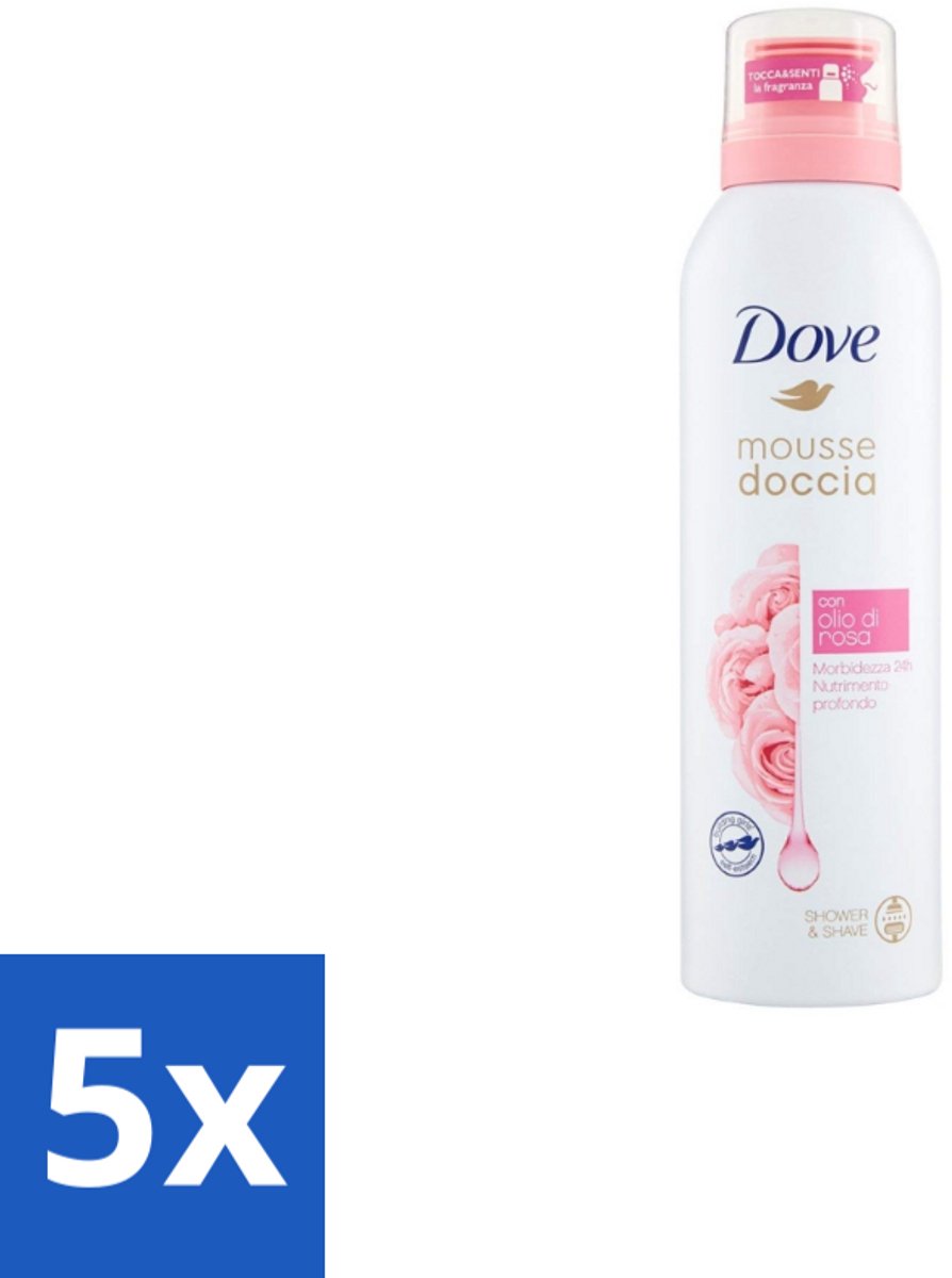 Dove Shower Foam - Rose Oil - 200 ml - Bulkverpakking - 5 stuks