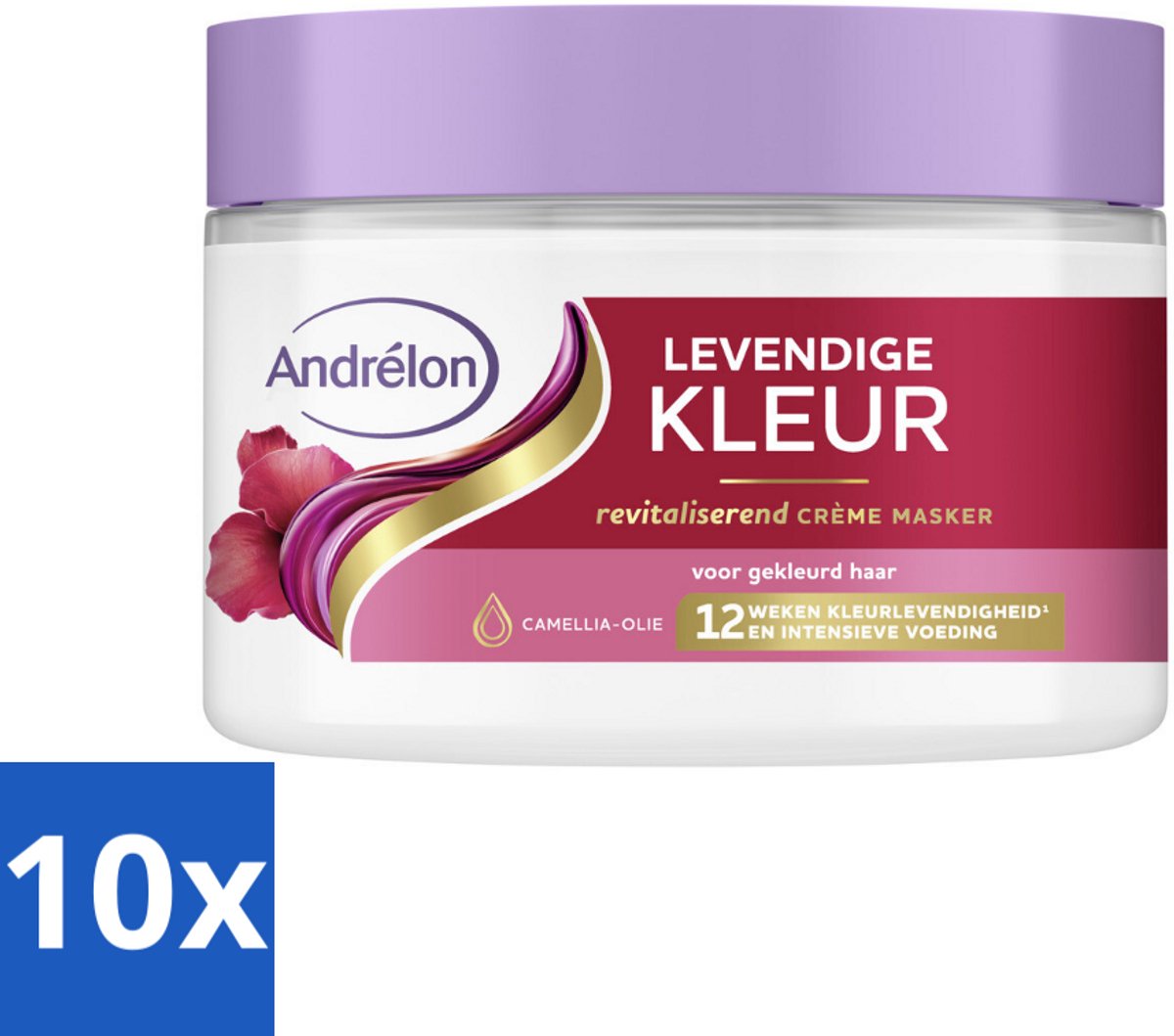 Andrélon – Crème Haarmasker – Levendige Kleur – 300 ml - Bulkverpakking - 10 stuks