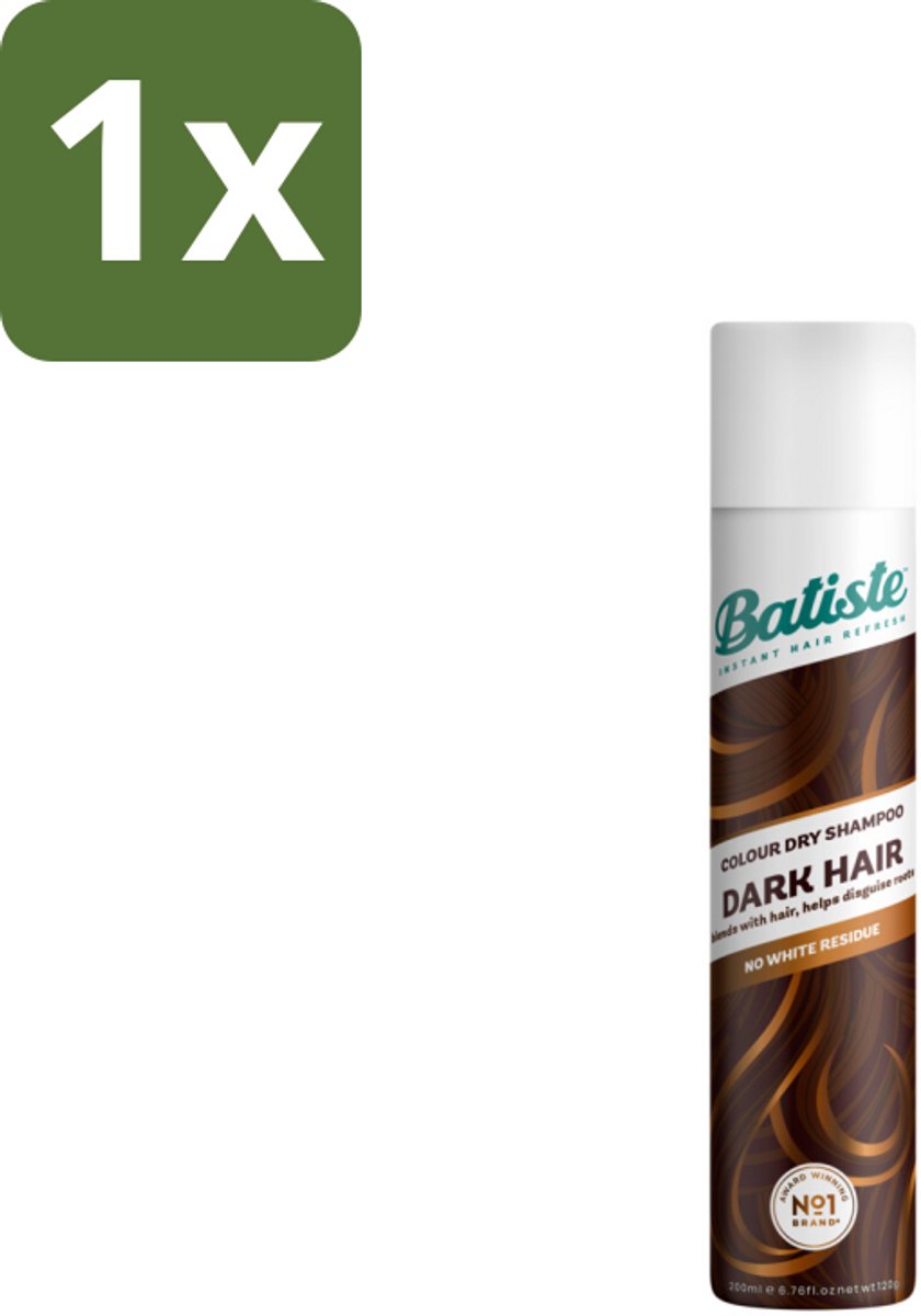 1 x Batiste - Dark & Deep Brown - Droogshampoo - Speciaal Voor Donkerbruin Haar - Verfrist en Geeft Volume - 200ml - Droogshampoo - Donker Haar - Vet Haar - Volume - Textuur
