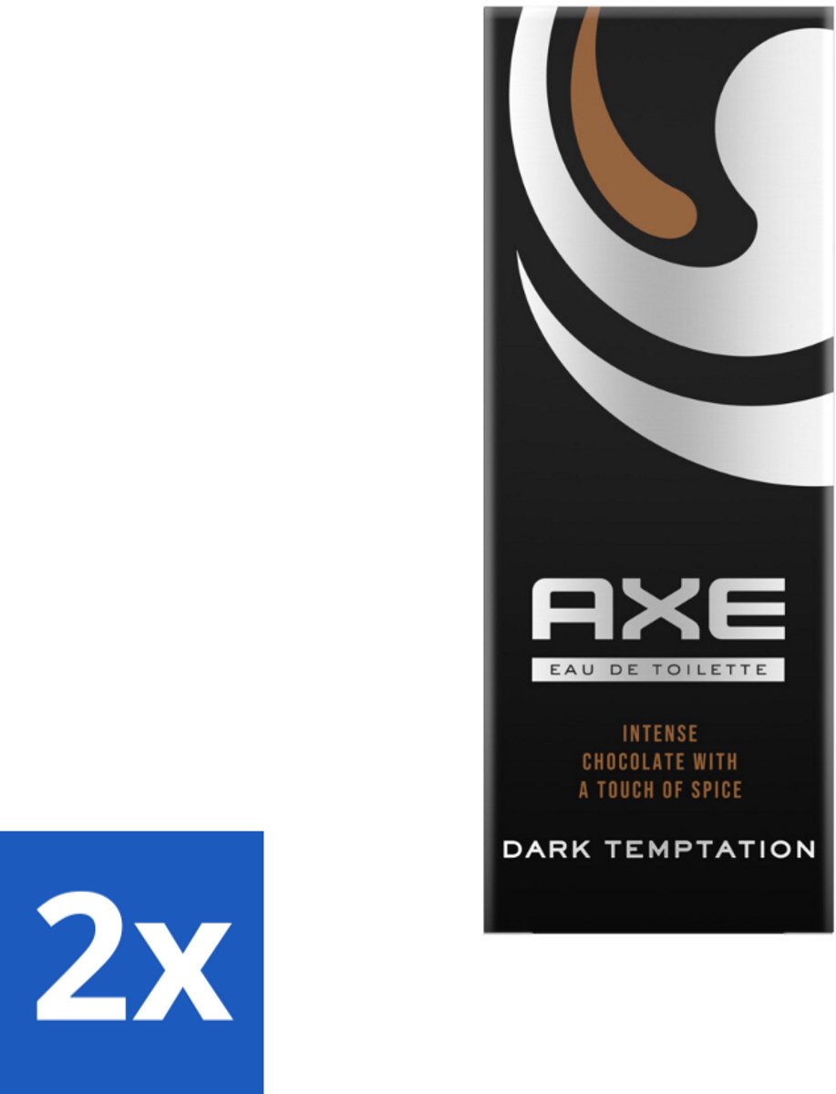 2 x AXE - Eau de Toilette Spray - Dark Temptation - Chocoladegeur - Verleidelijk - 100 ml - Chocoladegeur - Eau De Toilette - Mannelijke Geur - Verleidelijke Geur - Langdurige Geur