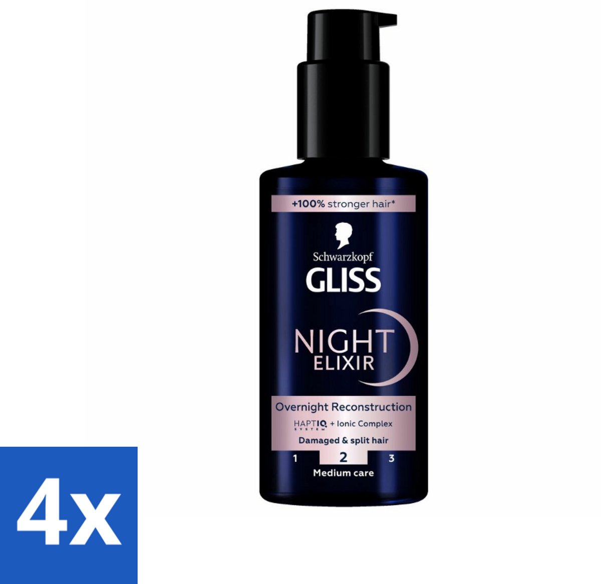 4 x Gliss - Haarserum - Night Elixer Overnight Reconstruction - Tegen Gespleten Haarpunten - 100 ml - Haar Serum - Nacht Serum - Gespleten Haarpunten - Haarherstel - Haargel