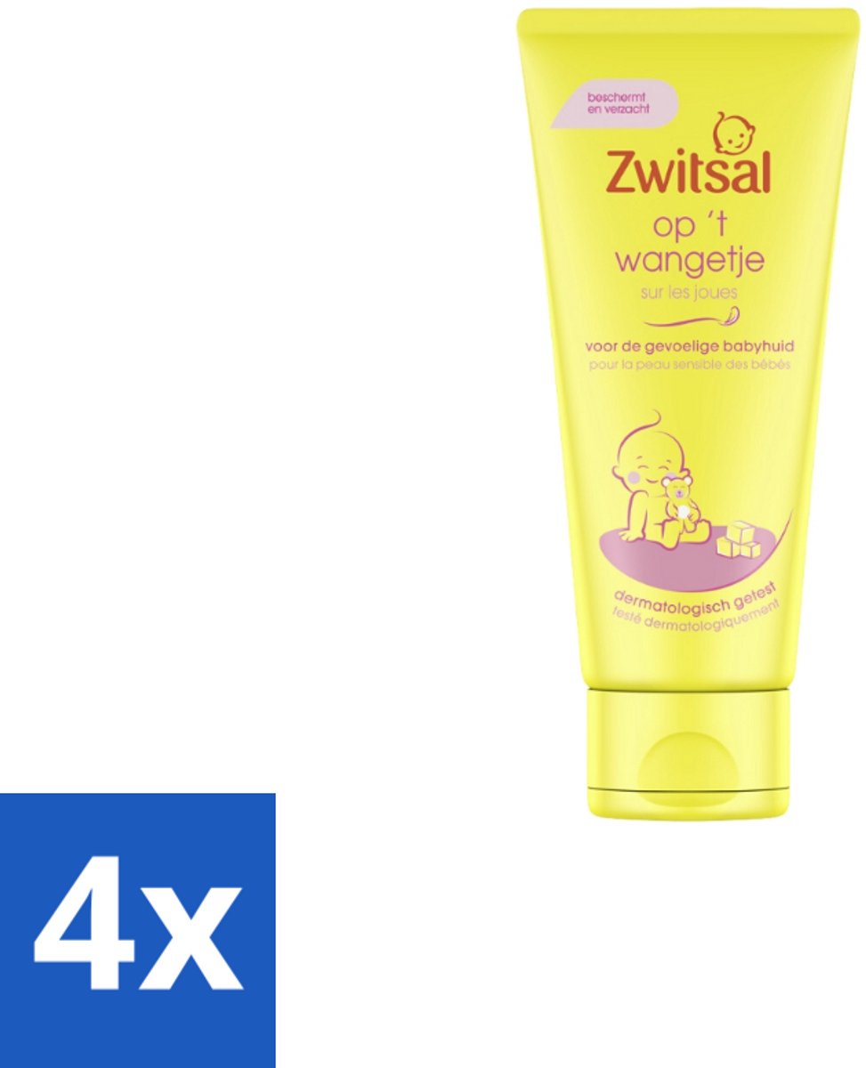 4 x Zwitsal - Op 't Wangetje - Gezichtscrème voor Baby’s - Gevoelige Babyhuid - 100 ml - Babyhuid - Gezichtscrème - Babyverzorging - Gevoelige Huid - Bescherming