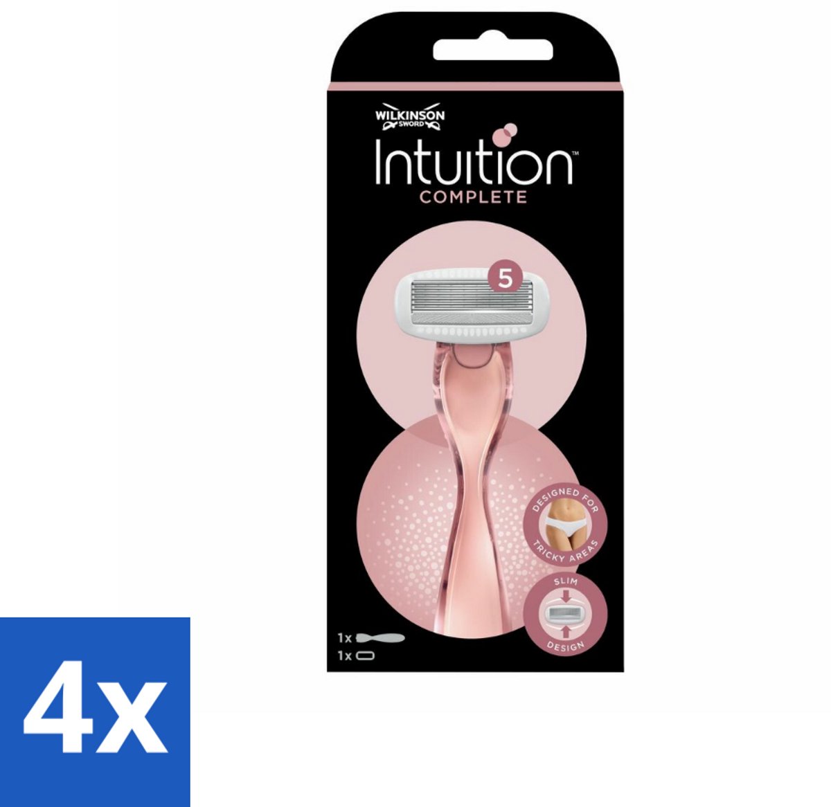 4 x Wilkinson Sword - Scheermes - Intuition Complete - Efficiënt - 1 scheermes - Scheermes - Scheermesje - Scheerapparaat - Scheermes Voor Vrouwen - Gladde Huid