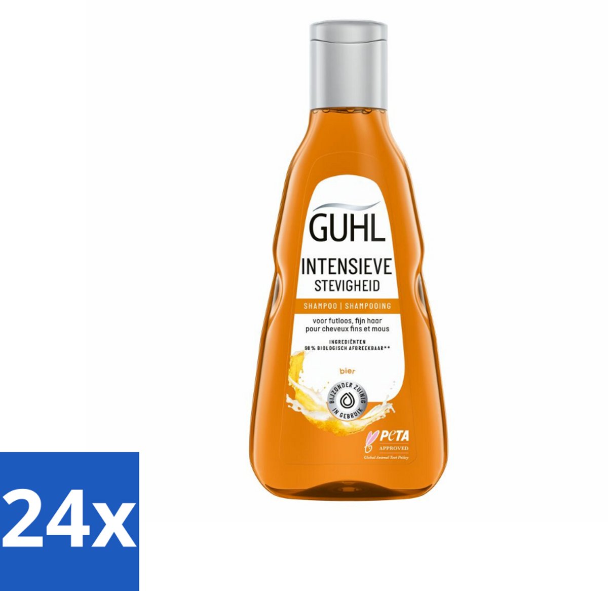 24 x Guhl - Shampoo - Intensieve Stevigheid - 250 ml - Haarversterkend Shampoo - Volume Shampoo - Dun Haar - Slap Haar - Bierextract Shampoo