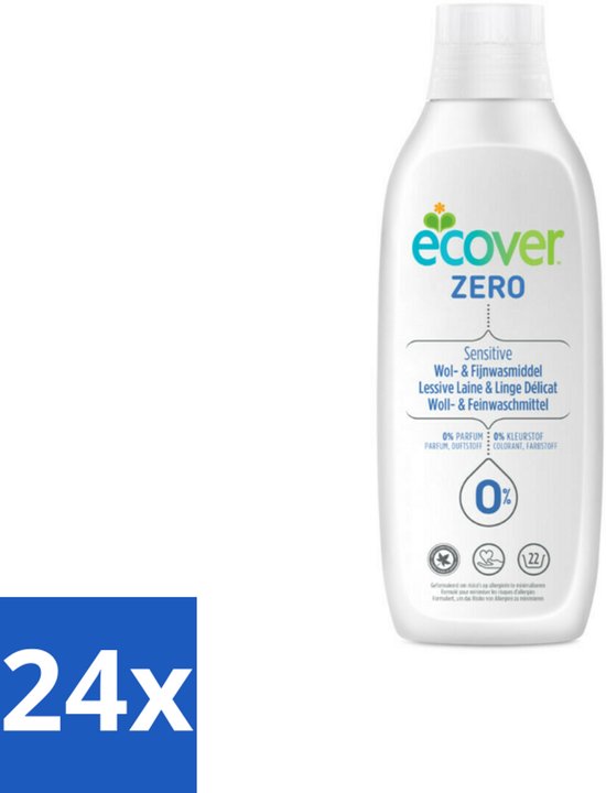 24 x Ecover - Vloeibaar wasmiddel - Wol & Fijnwas - 1 liter - Wasmiddel Wol - Wasmiddel Zijde - Fijnwasmiddel - Wasmiddel Delicate Stoffen - Ecologisch Wasmiddel