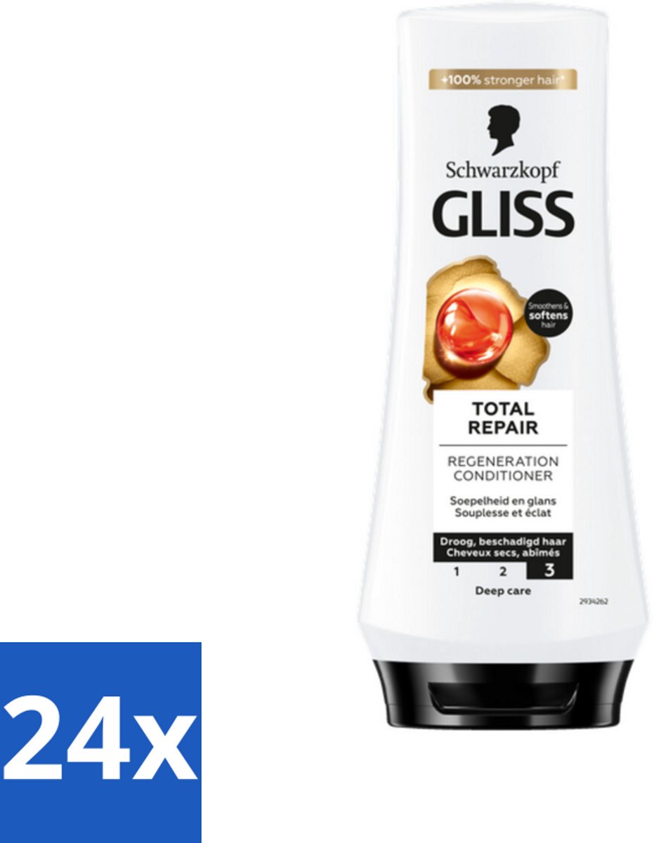 24 x Gliss - Hair Repair - Conditioner voor Totaal Herstel - 200 ml - Haar Conditioner - Haar Herstel - Droog Haar - Beschadigd Haar - Keratine Conditioner