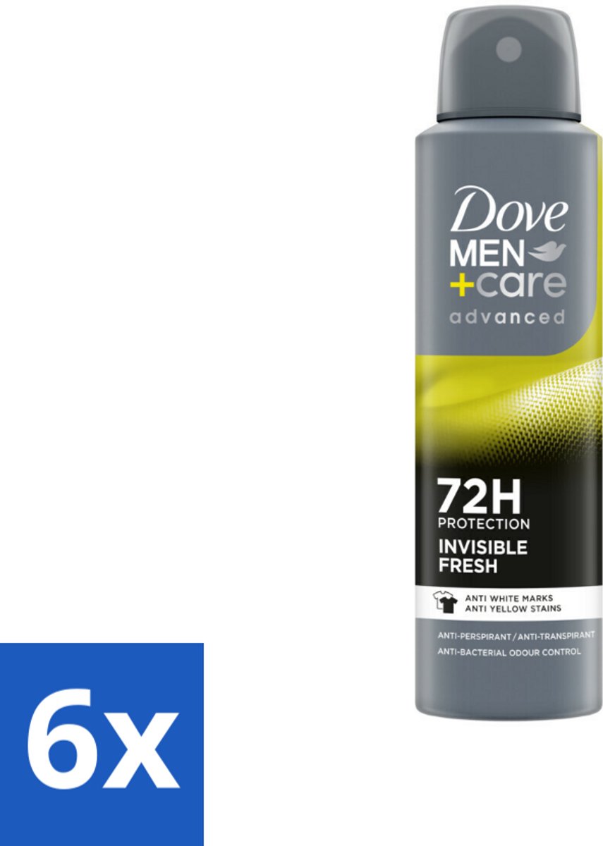 6 x Dove Men+Care Deodorant Spray - Invisible Fresh - 150 ml - Deodorant Spray - Anti-transpirant - Mannen Deodorant - 72 Uur Bescherming - Onzichtbare Formule