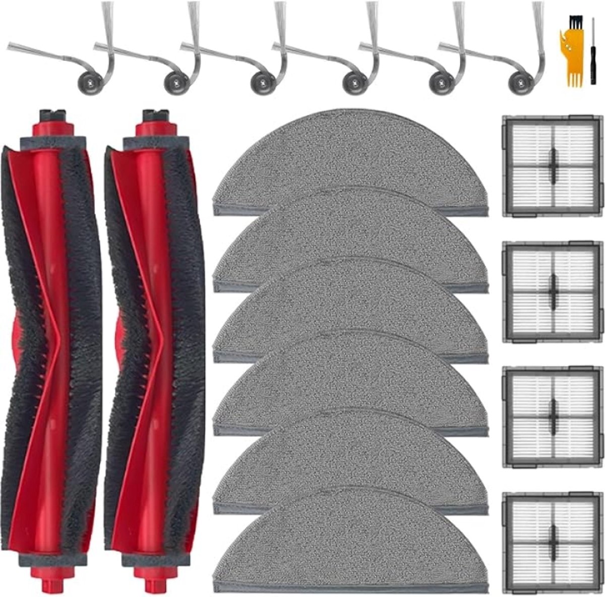 18 stuks Onderhoudsset voor Roborock Q10 X5 en Q10 X5+ Robotstofzuiger - Hoofdborstels, Dweildoeken, HEPA-filters, Zijborstels