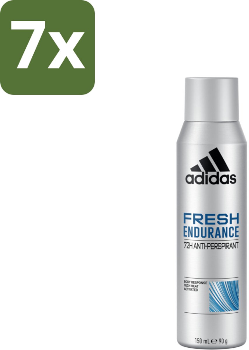 7 x Adidas – Deodorant Spray – Fresh Endurance – 150 ml - Anti-transpirant Spray - 72 Uur Bescherming - Frisse Geur - Zweetbehandeling - Actieve Dagelijks Leven