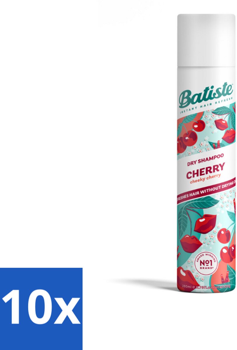 10 x Batiste - Cherry - Droogshampoo - Kersenbloesem Geur - Verfrist en Geeft Volume - 200ml - Voordeelverpakking - 10 stuks
