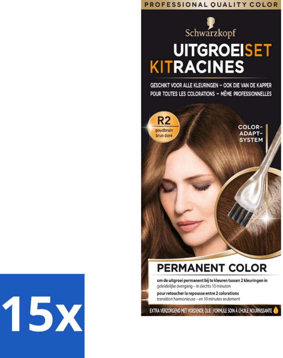 15 x Schwarzkopf - Uitgroeiset - Goudbruin R2 - Uitgroeiset - Uitgroeibehandeling - Haarkleur - Haarkleuring - Uitgroeibehandeling Goudbruin
