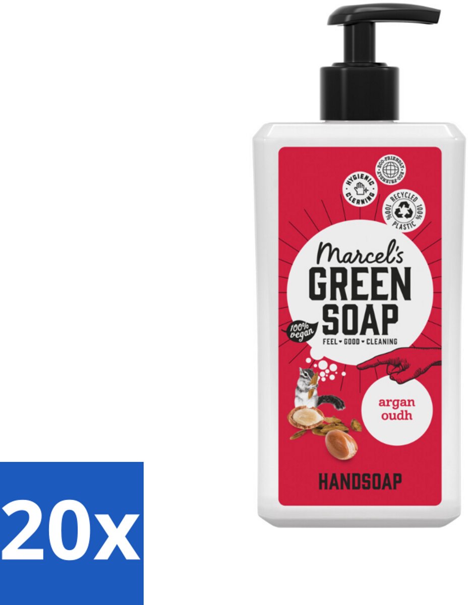 20 x Marcel's Green Soap - Handzeep Argan & Oudh - Plantaardig & duurzaam - 500 ml - Handzeep - Arganolie - Oudh - Natuurlijke Handzeep - Plantaardige Handzeep