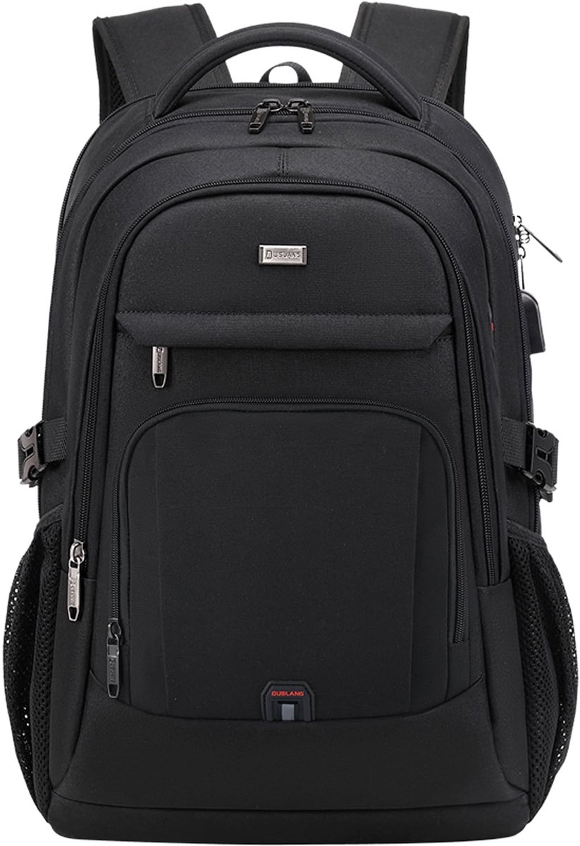 Laptop rugzak 17 inch - waterbestendig zwart - met USB opladen - ideaal voor reizen - ShopVlot