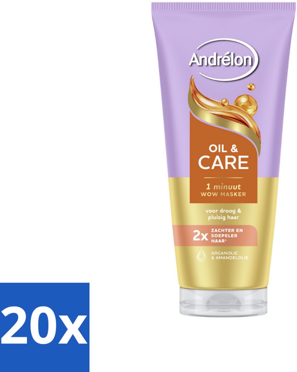 20 x Andrélon – Haarmasker WOW – Oil & Care – 180 ml - Haarmasker - Haar Verzorging - Pluisbestrijding - Droog Haar - Haar Voeding